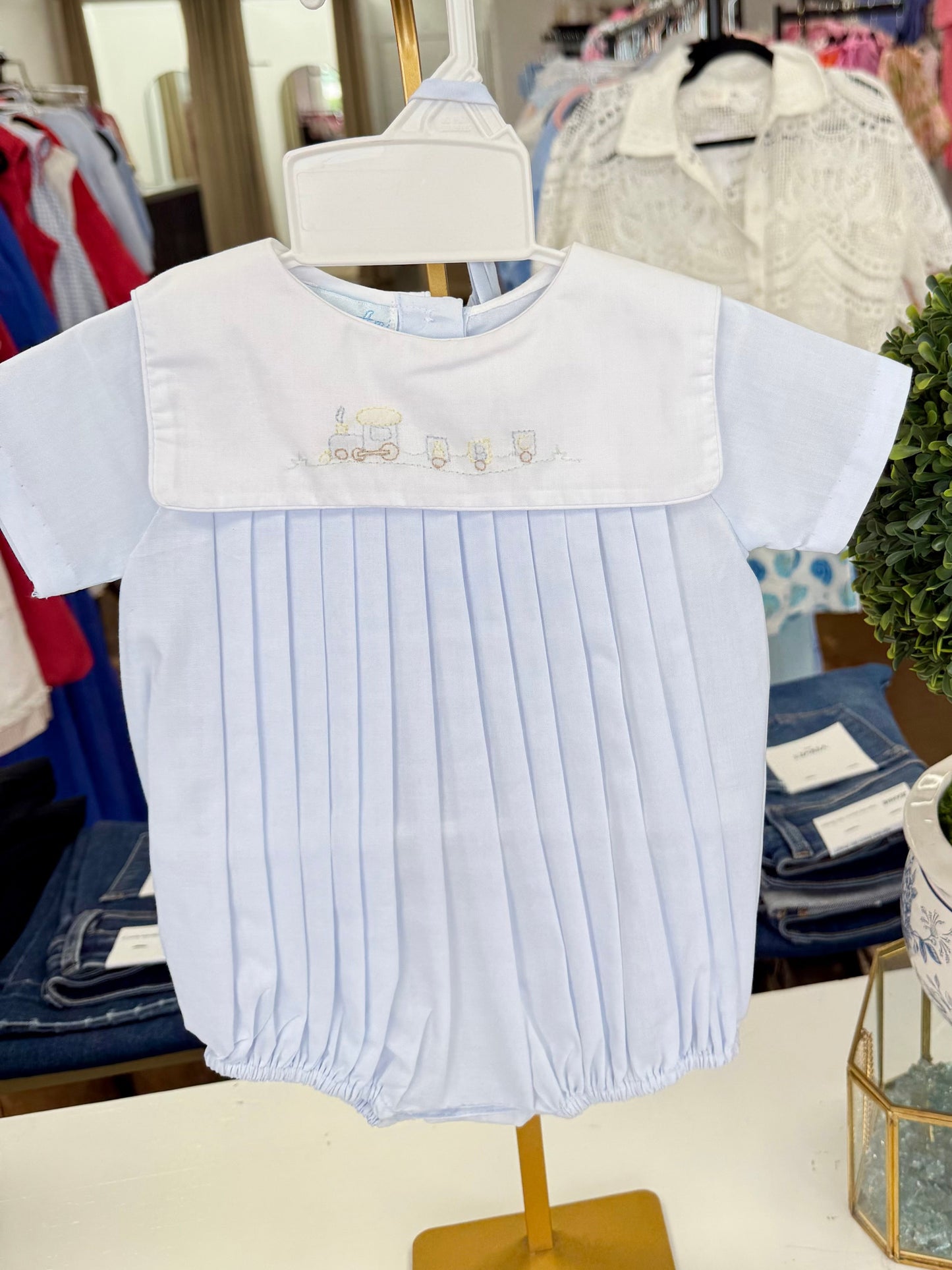 Train Embroidered Boys Bib Bubble