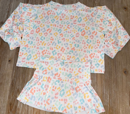 Multi Leopard Girls Skirt