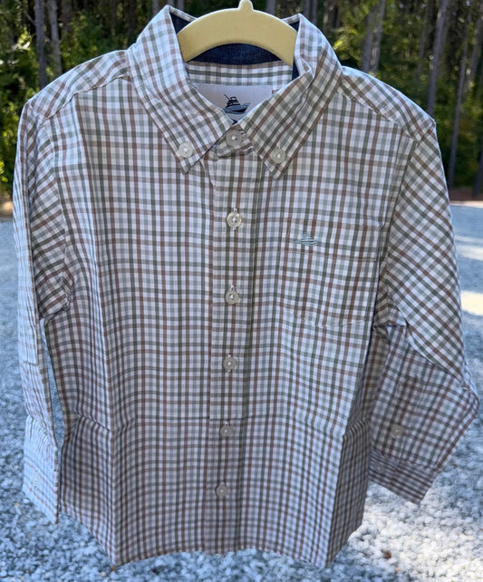 Mineral/Elm Green Boys Button Down