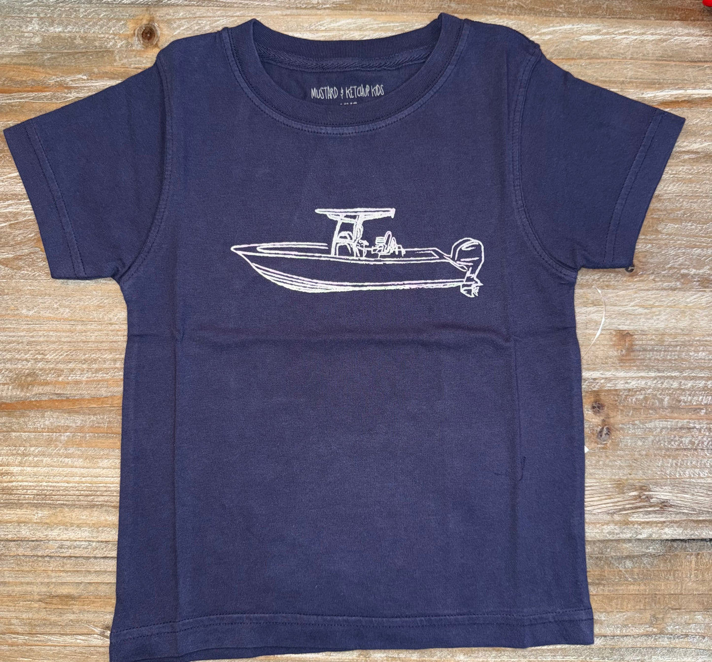 Navy Center Console Boat Boys Tee