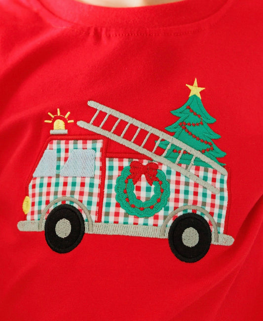 Festive Firetruck Boys Pants Set