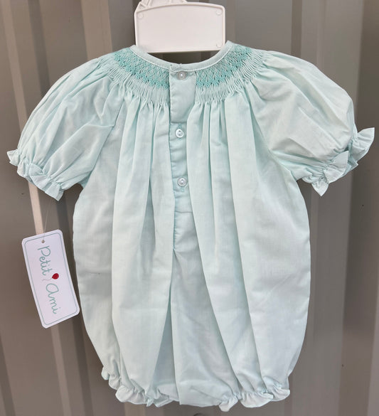 Petit Ami Smocked Mint Girls Bubble