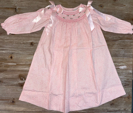 Pink Floral Smocked Girls Flowers Dress