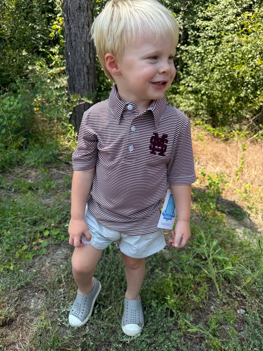 Mississippi State Bulldogs Embroidered Maroon Boys Polo
