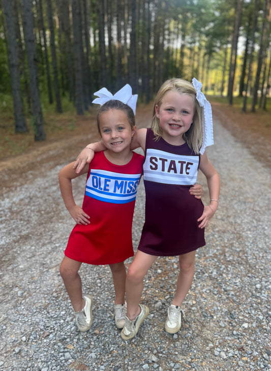 The Classic Girls Cheer Dress- Ole Miss Bright Red (size up— these run short)