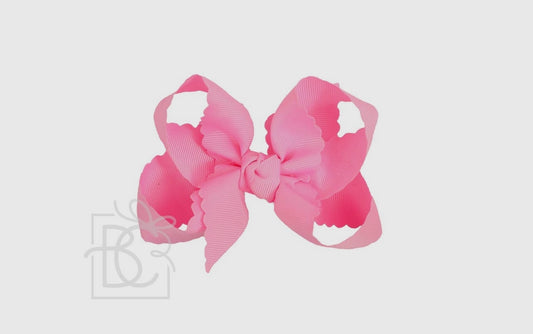 Beyond Creations 4.5” Scalloped Edge Bow on Alligator Clip Hot Pink