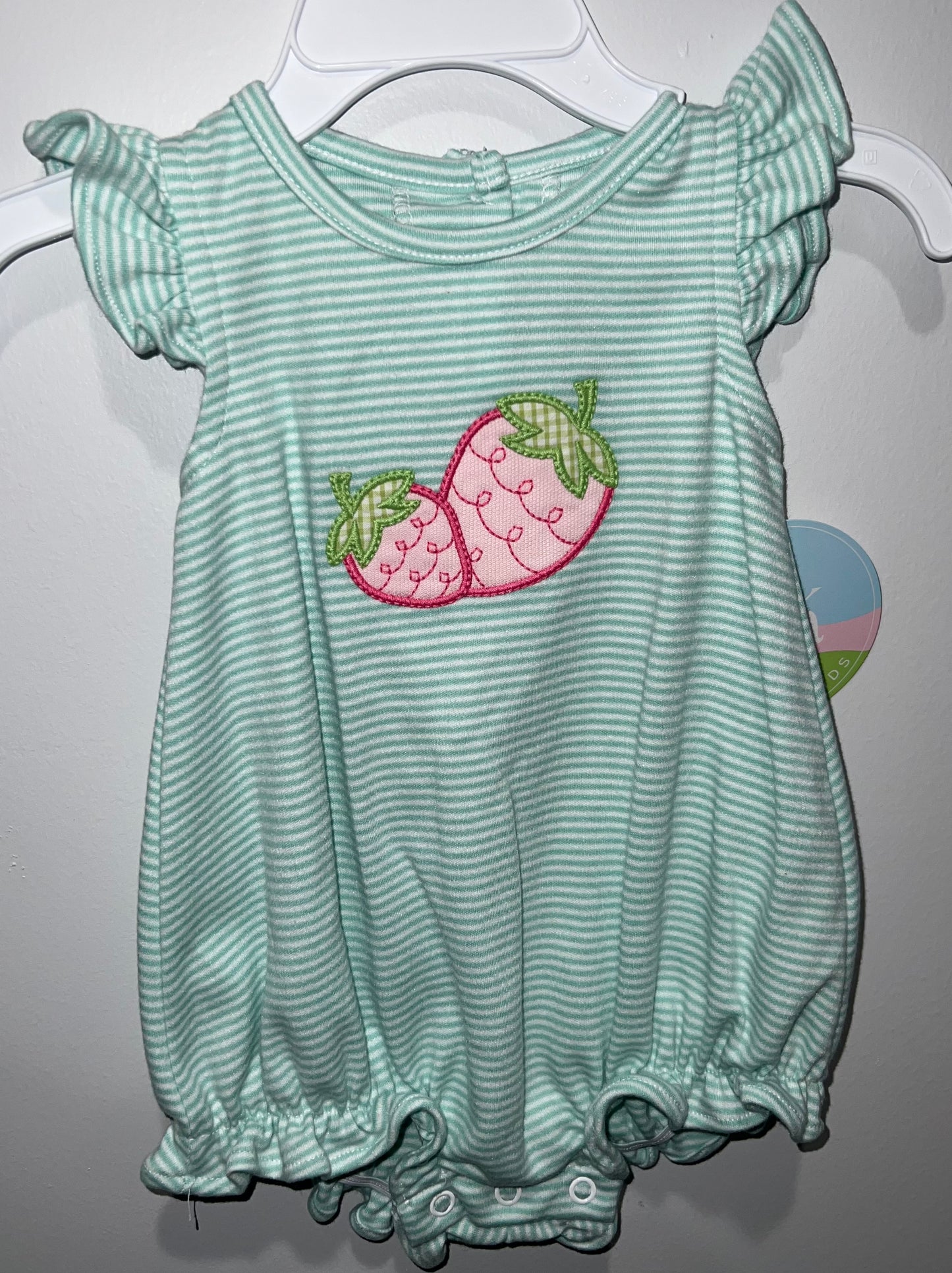 Strawberry Mint Bitty Stripe Knit Girls Bubble