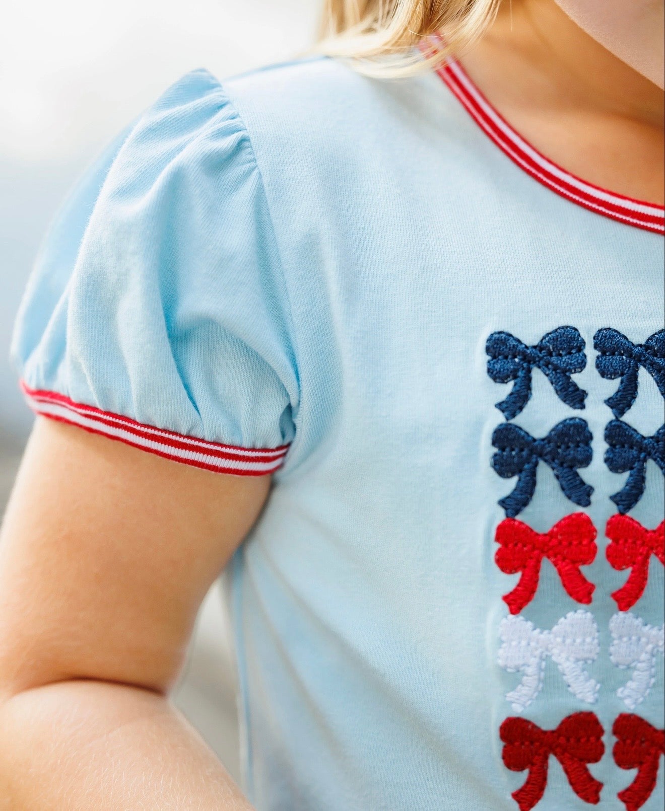 Red, White, and Bows Patriotic Girls Scallop Short Set