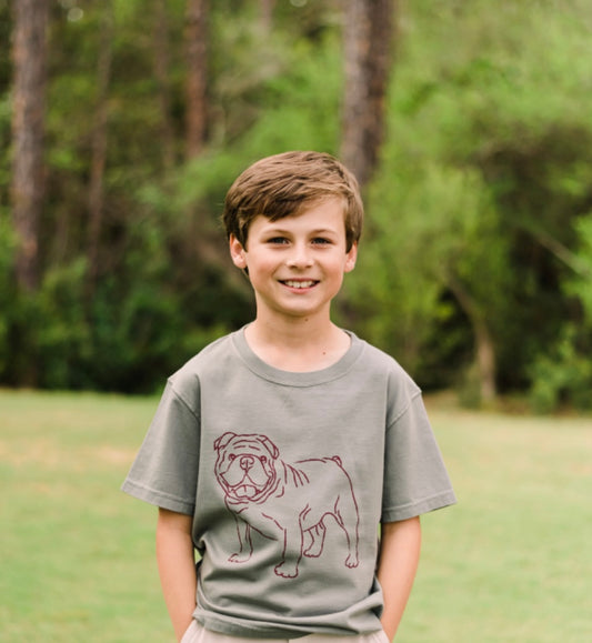 Gray/Maroon Bulldog Boys Tee