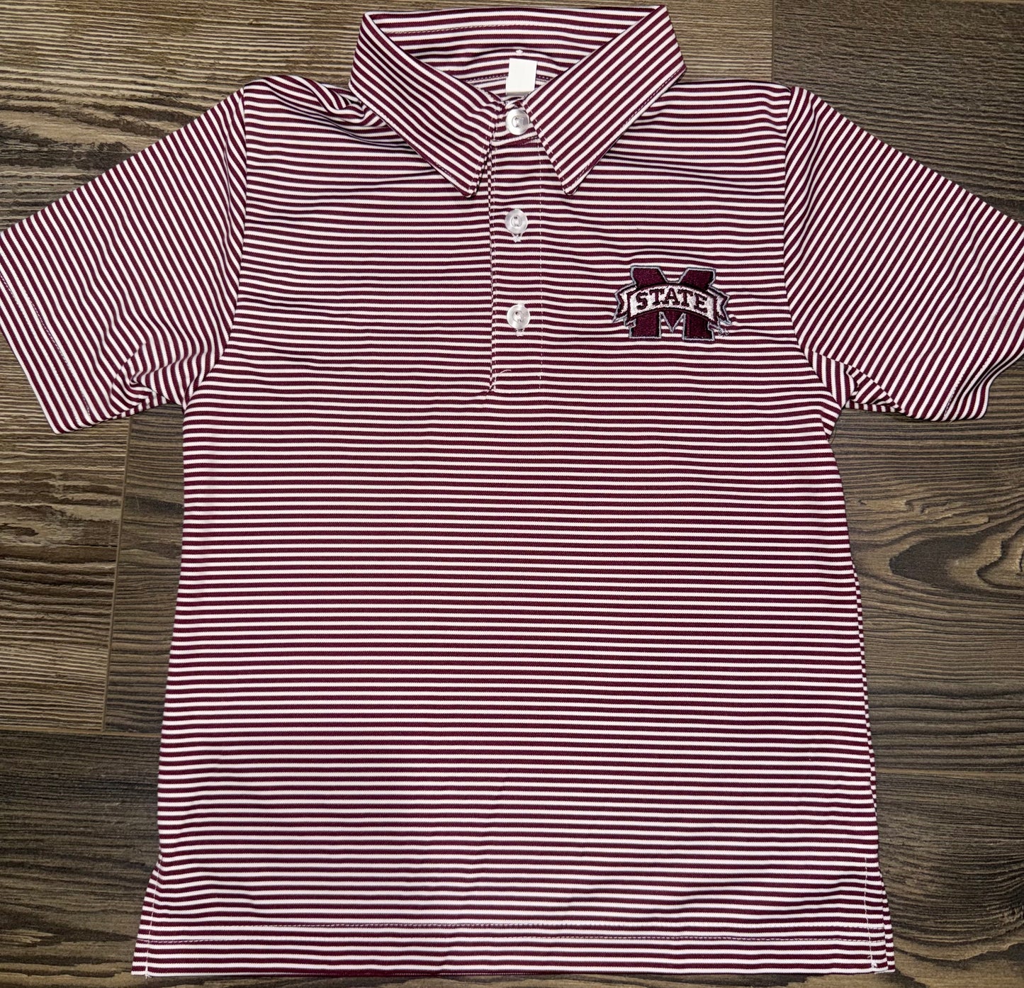 Mississippi State Maroon Stripe Boys Polo
