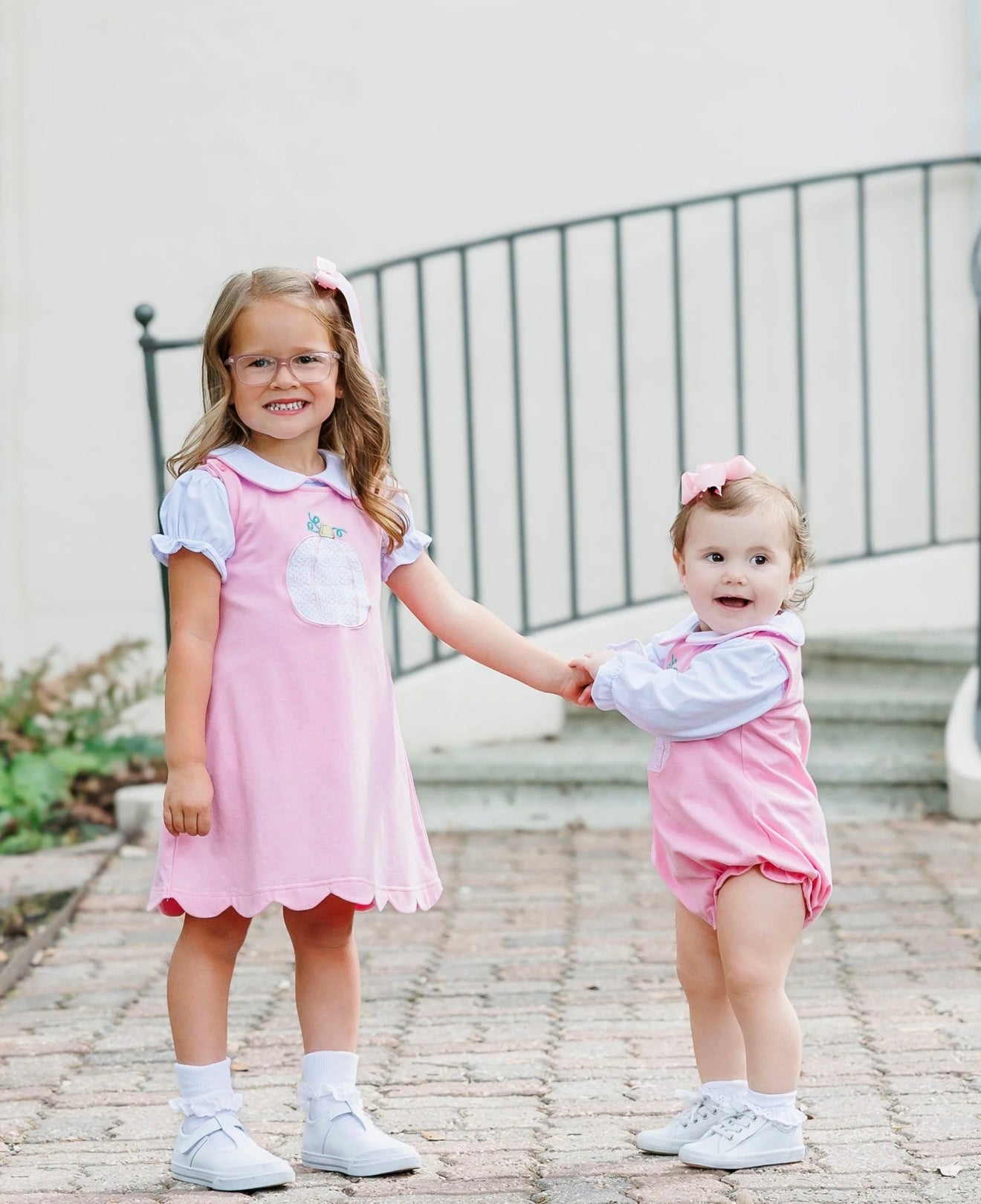 Pretty in Pink Girls Pumpkin Jumper with Peter Pan Collar