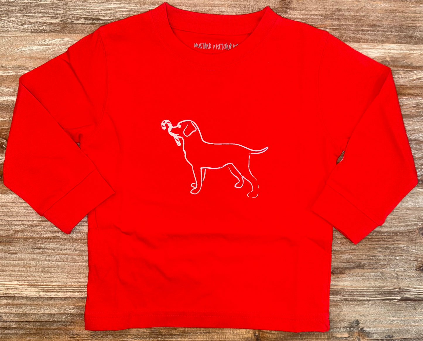 Red Candy Cane Dog Boys Tee