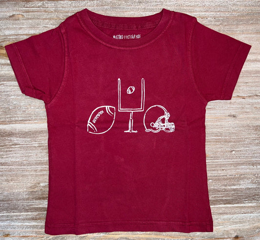 Maroon/White Football Trio Boys Tee