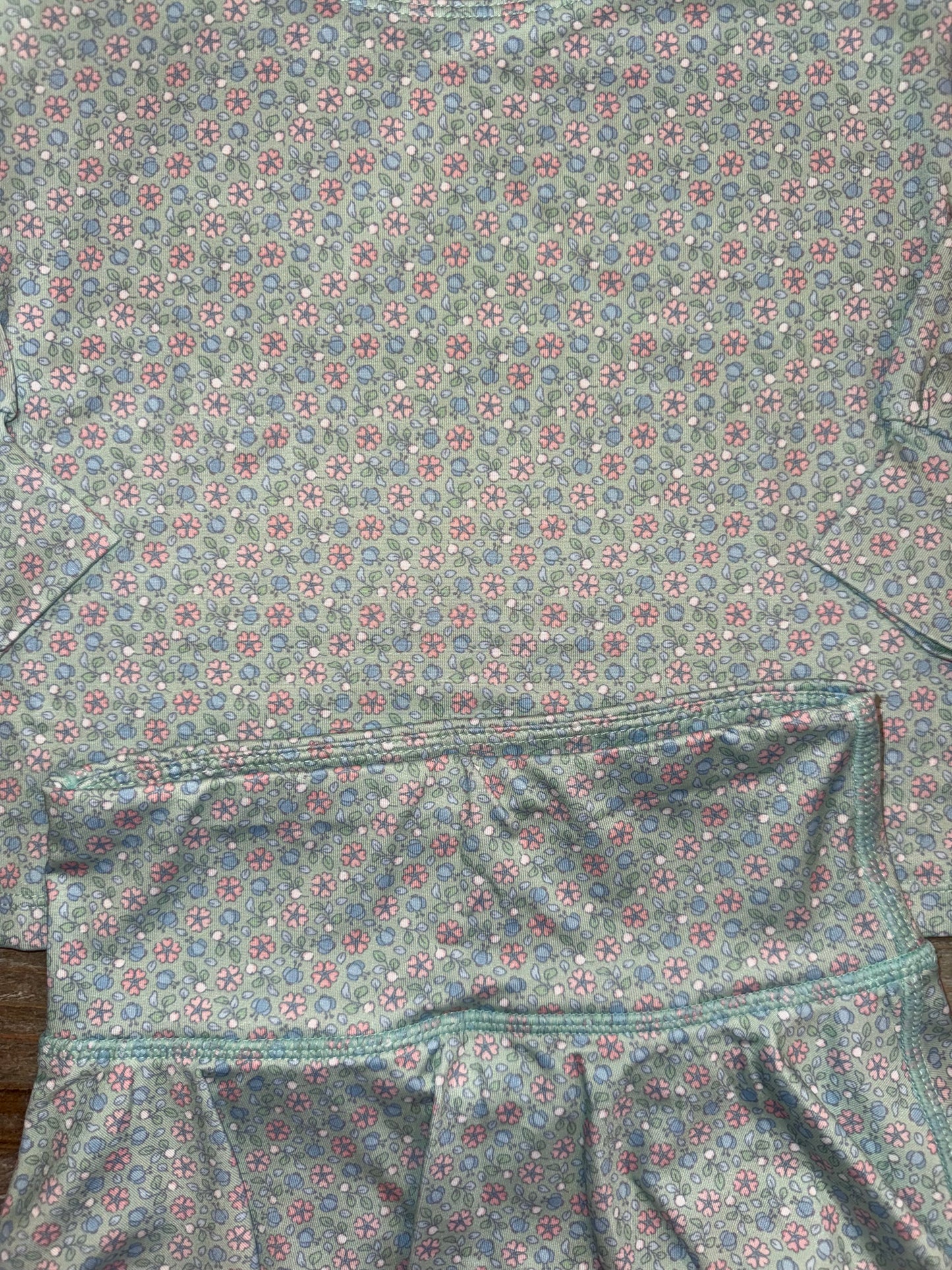 Green/Pink Floral Girls Puff Sleeve Top