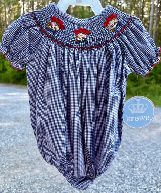 Navy Colonel Rebel Bishop Smocked Girls Bubble