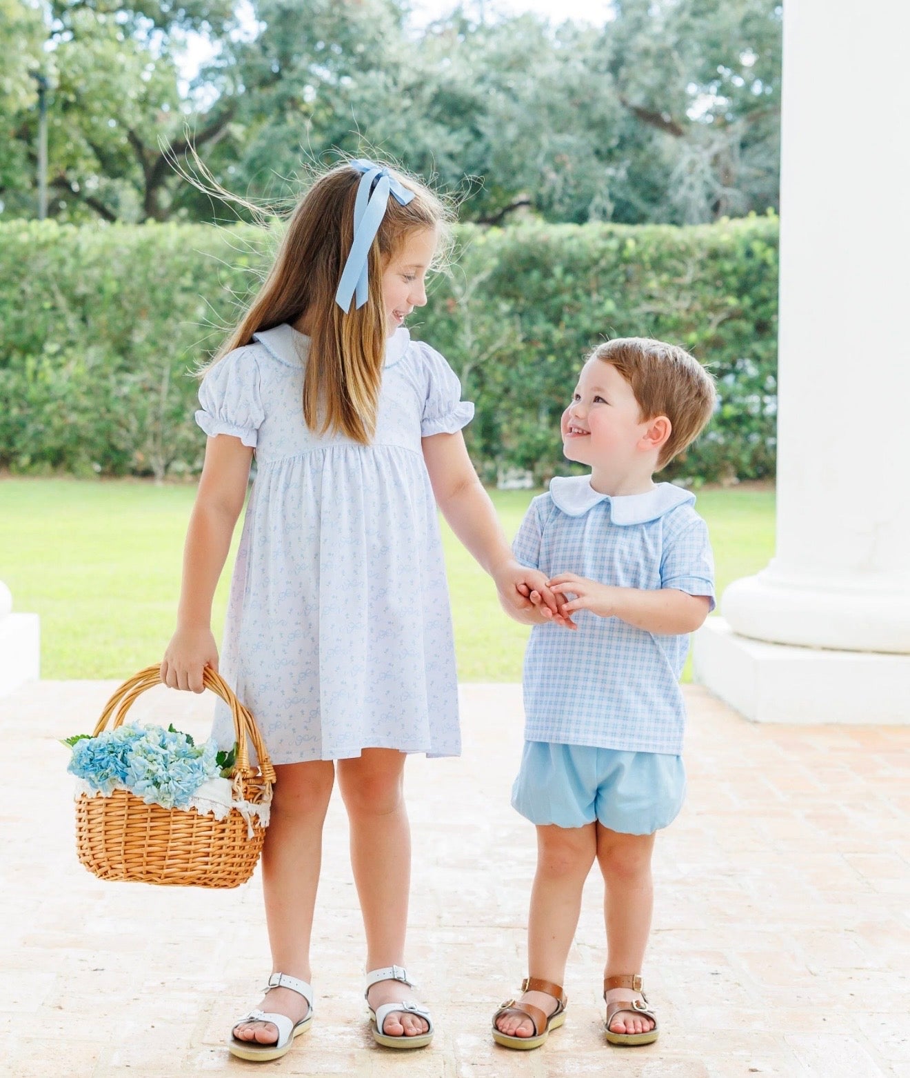 Powder Blue Plaid Boys Bloomer Set
