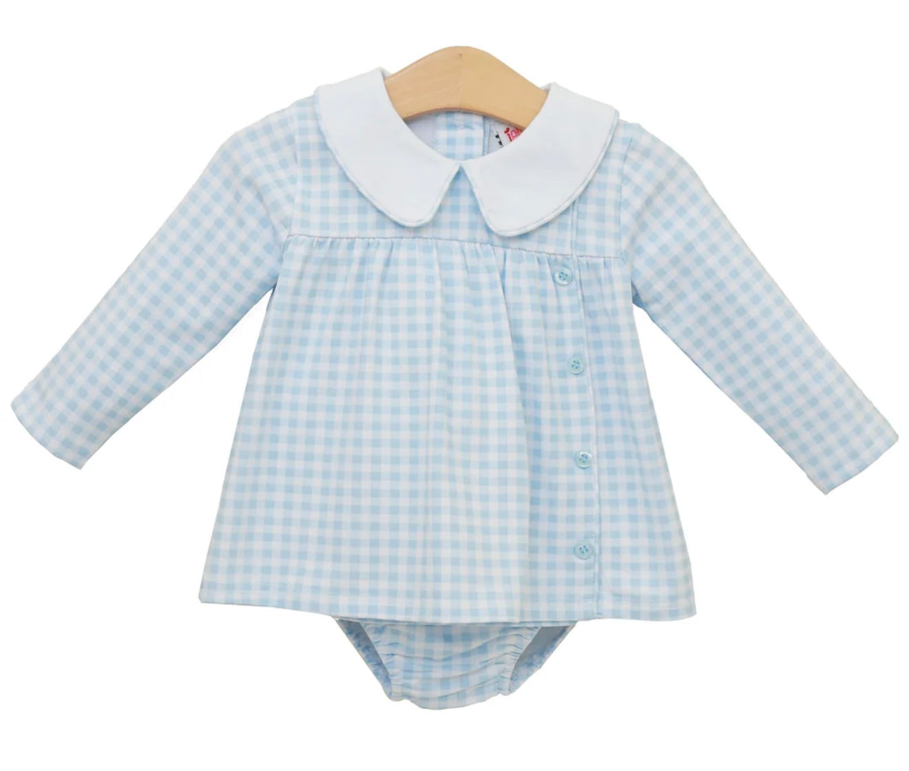 Liam Light Blue Gingham Boys Diaper Set