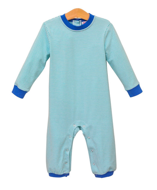 Thomas Mint Stripe & Cobalt Boys Romper