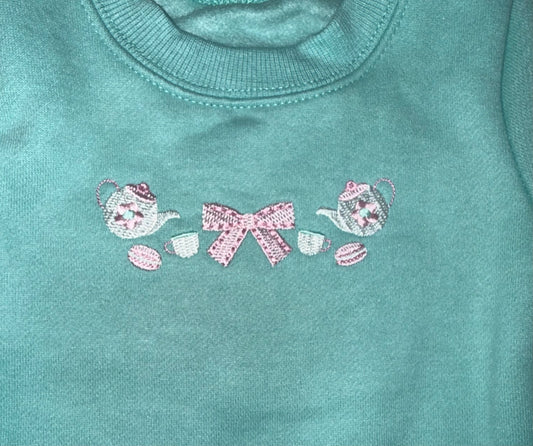 Teacups Ruffle Girls Sweatshirt