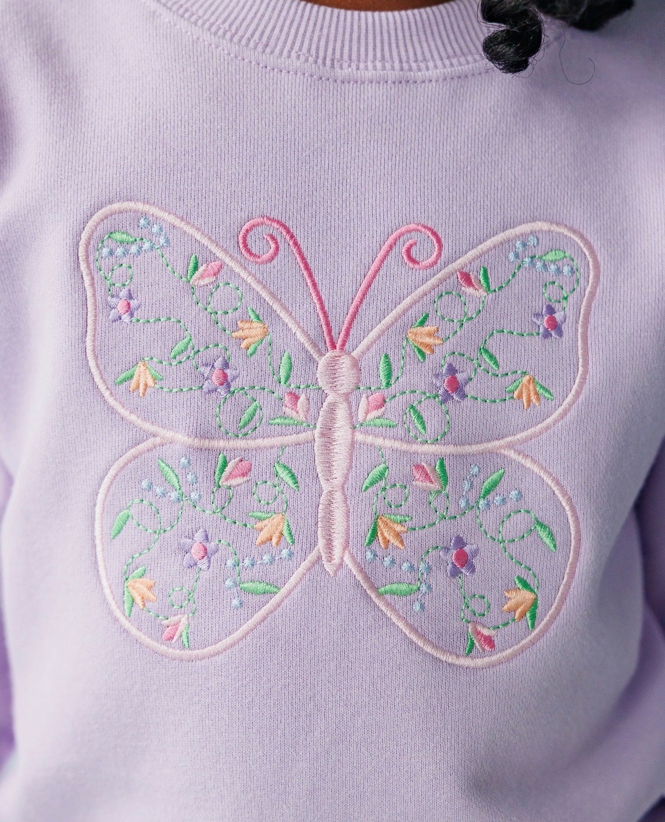 Butterfly French Terry Girls Pullover