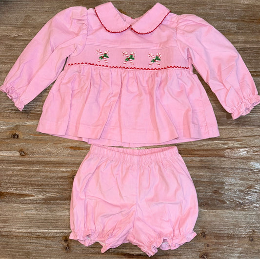 Candy Cane Corduroy Claire Girls Bloomer Set