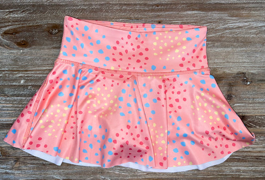 Honesty Peach/Multi Dot Athletic Girls Skirt