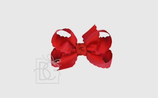 Beyond Creations 3.5” Scalloped Edge Bow on Alligator Clip Red