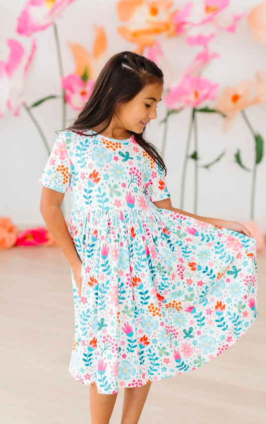 Sunlit Garden Pocket Girls Twirl Dress