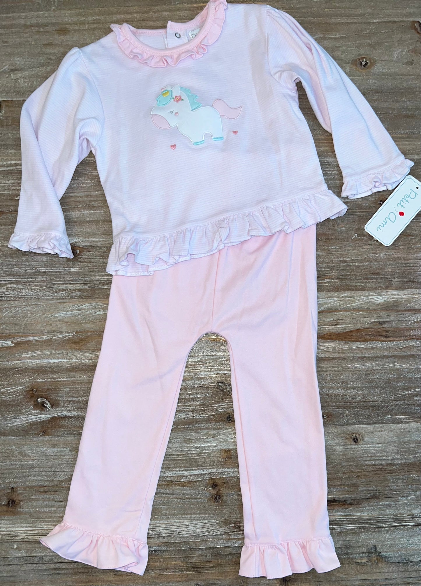 Pink Unicorn Ruffle Girls Pants Set