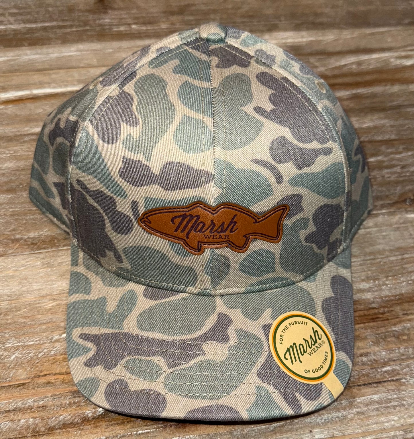 Green Camo Boys Youth Leather Hat