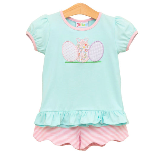 Egg Hunt Girls Scallop Short Set