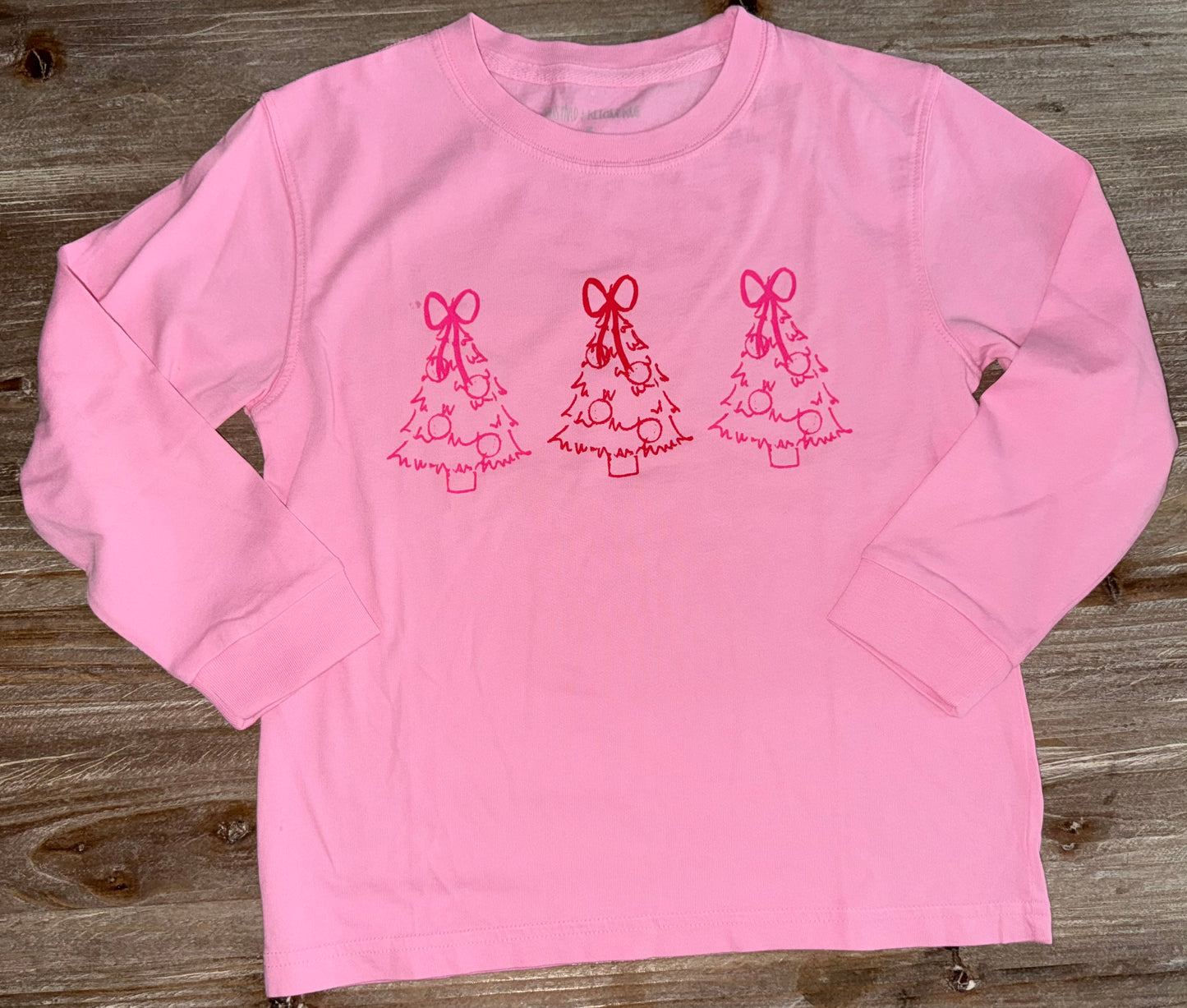 Light Pink Christmas Trees Trio Girls Tee