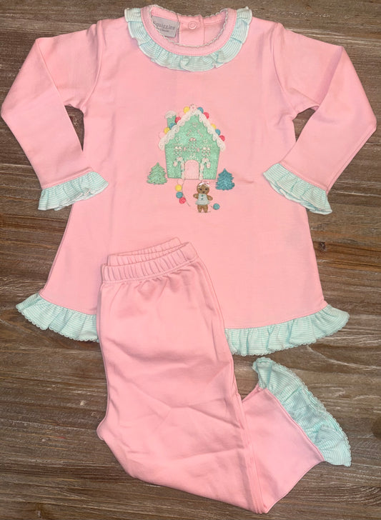 Gingerbread House Girls Ruffle Pant Set