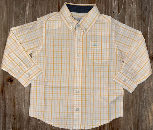 Light Yellow Stripe Boys Button Down Shirt