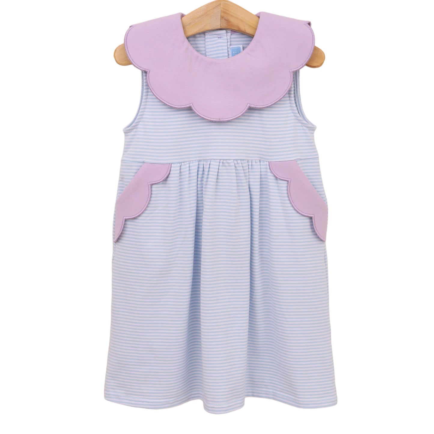 Penelope Scalloped Light Blue/Lavender Girls Dress