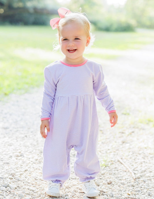 Sadie Purple Stripe/Pink Girls Romper