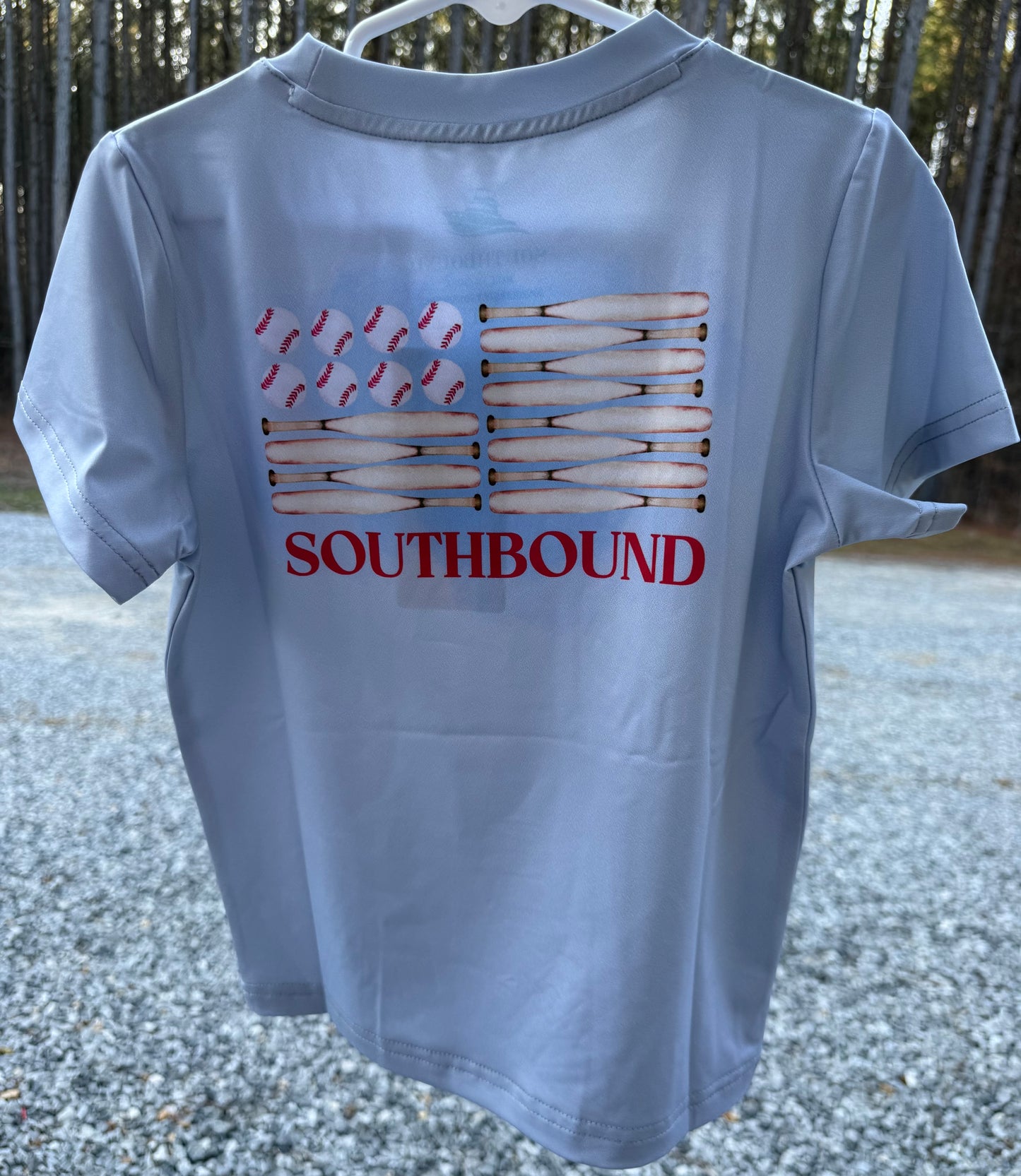 Baseball Flag Gray Performance Boys Tee