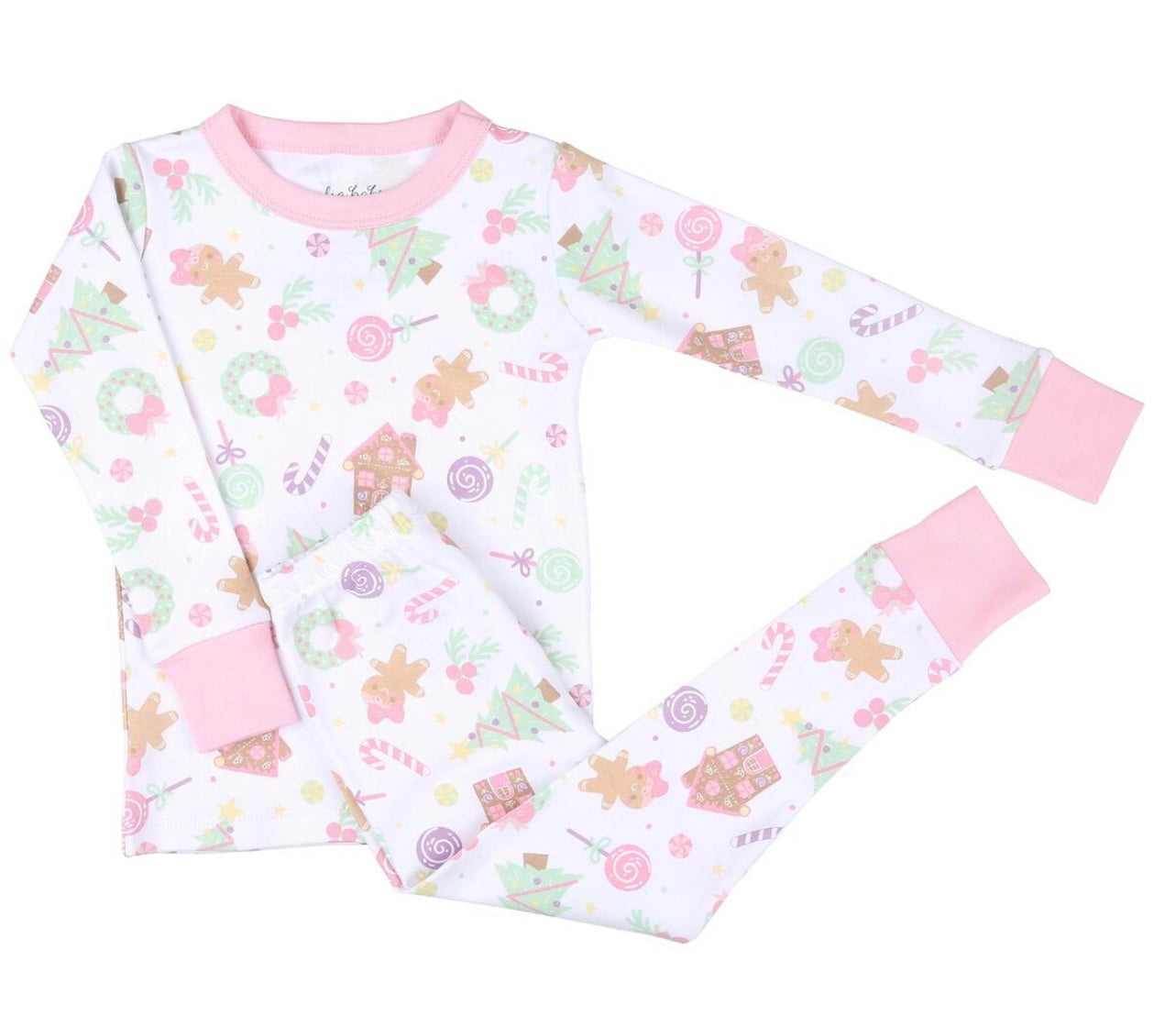 Magnolia Baby Sweet Gingerbread Girls Pink Long Pajamas