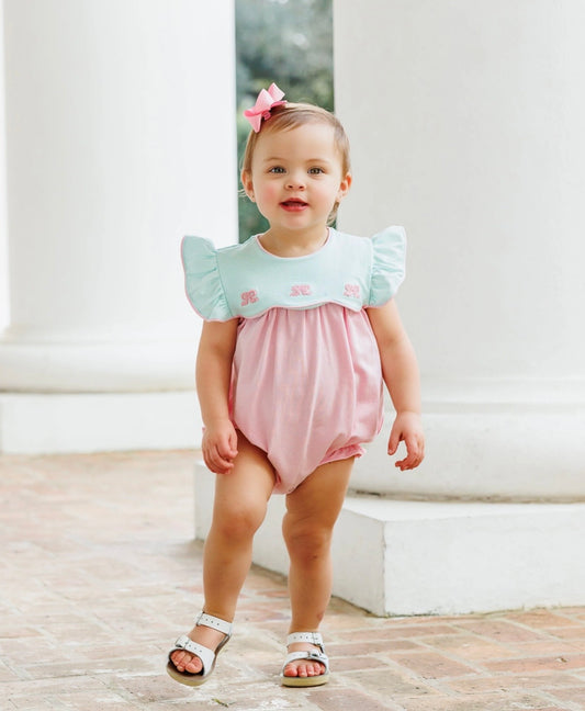 French Knot Bow Scallop Girls Bubble