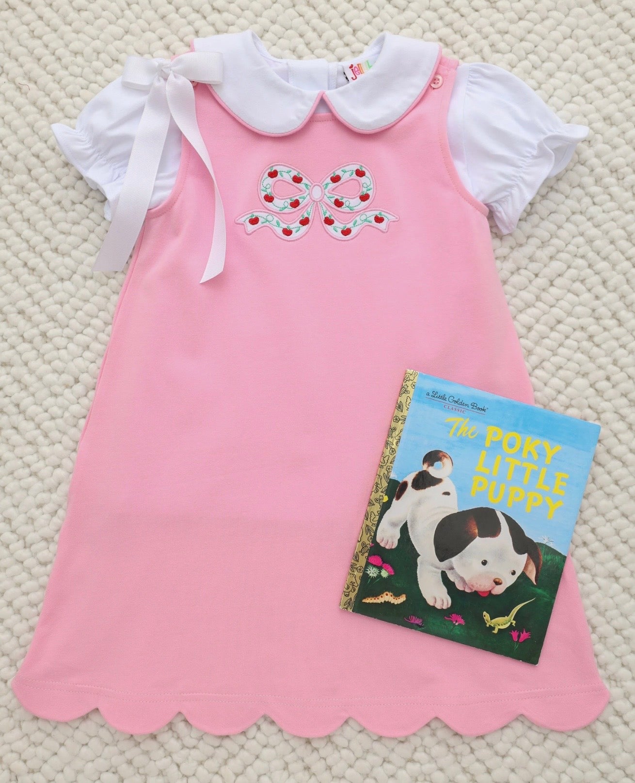 PREORDER-this item ships middle of July! Cute to the Core Girls Scallop Jumper Set