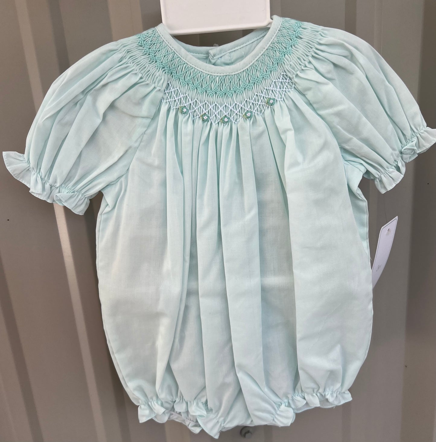 Petit Ami Smocked Mint Girls Bubble