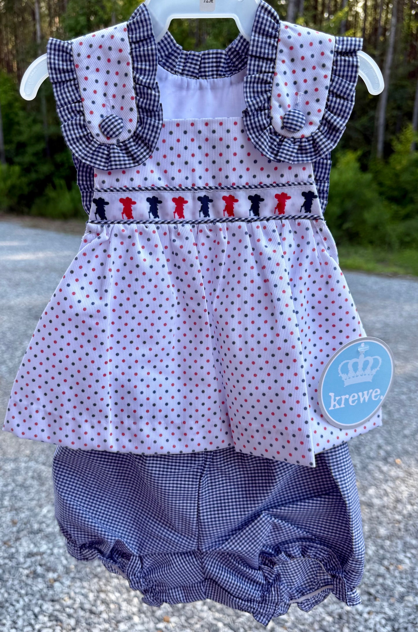 Navy Bitty Dot Colonial Rebel Girls Bloomer Set