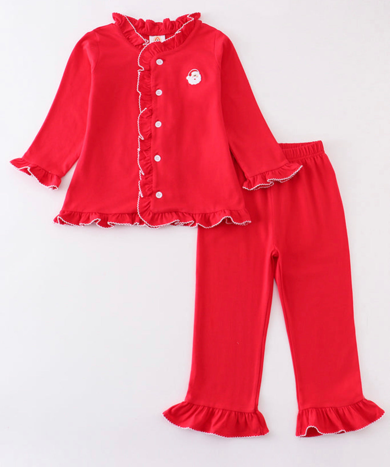 Premium Red Santa Claus Embroidered Girls Pajamas