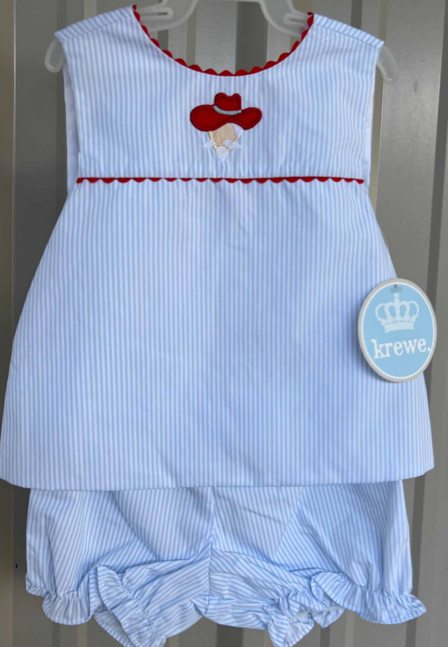 Blue Rebel Ric Rac Bow Girls Bloomer Set