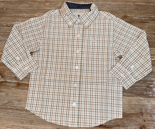 Mineral/Elm Green Boys Button Down