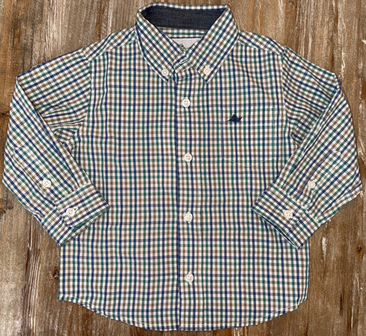 Blue/Green/Brown Boys Button Down Shirt