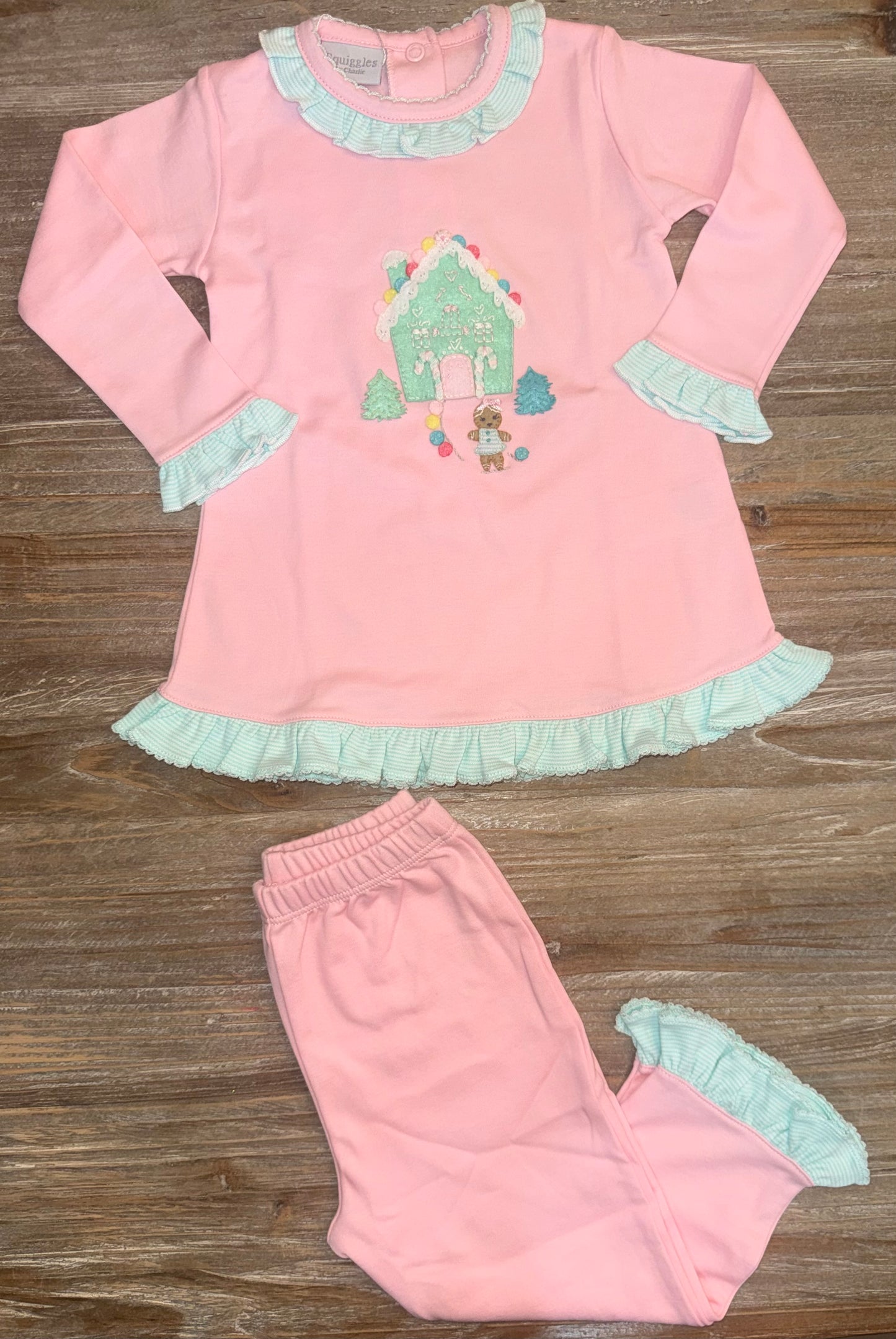 Gingerbread House Girls Ruffle Pant Set