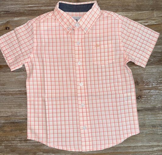 Apricot Plaid Boys Button Down Shirt