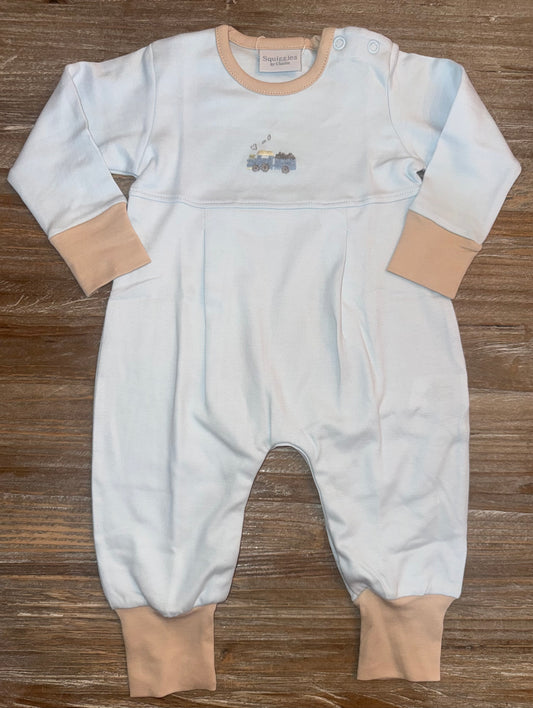 Train Engine with Coal Car Boys Romper