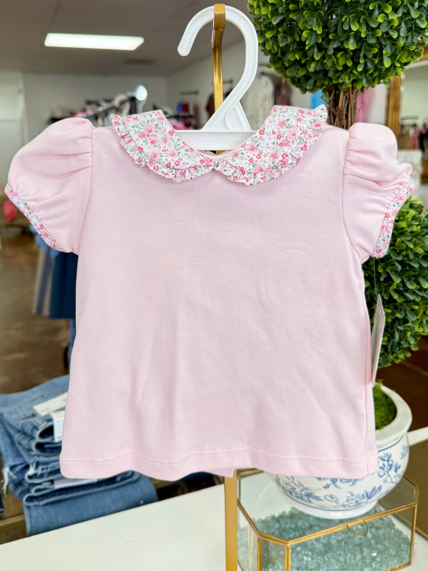 Pink Floral Girls Knit Bloomer Set